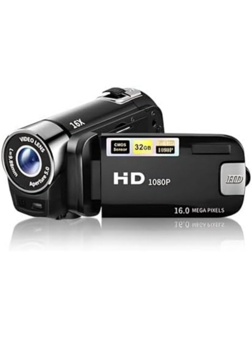 1080P Vlogging Camera, 16MP Digital Camcorder with 16X Zoom & Rotating Screen